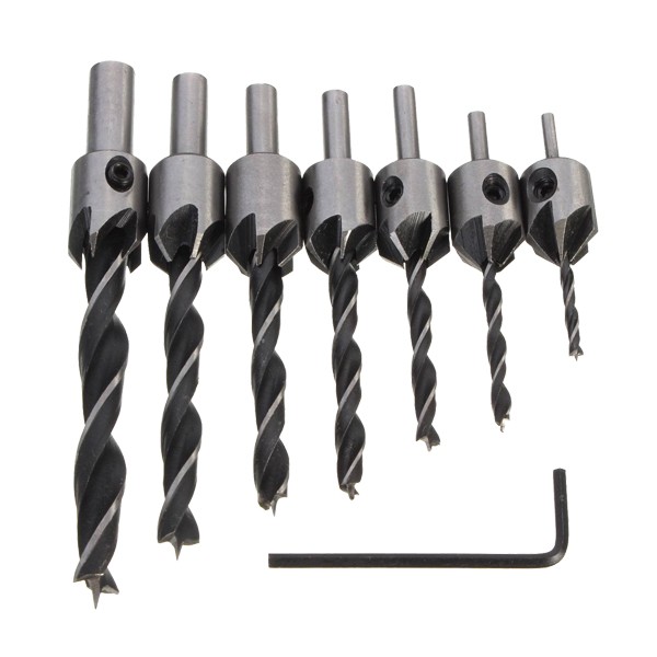 7PCS 5 Flutes Countersink Drill Bit Set for Woodworking
