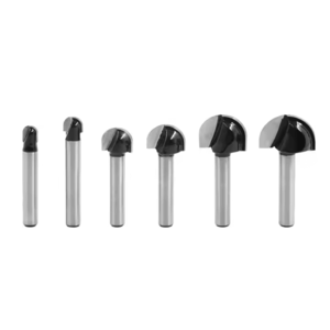 6 PCS Black Router Bits 1/4 Shank Woodworking Milling Cutter Half Round Ball Head Relief Arc Carving