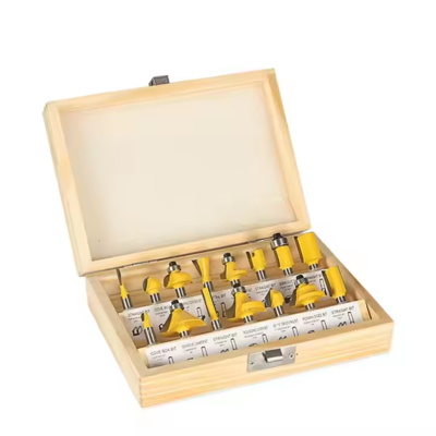 Router Bits 15 Pcs Set with Wooden Box All Size Shank with High-End Carbide Router Bits Kit for Wood