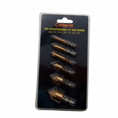 6PC Countersink Set 1/4" Hex Shank