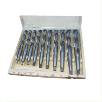 10PCS 14.5- 23MM HSS Morse Taper Shank Twist Drill Bit Set for Metal Drilling in Wooden Box