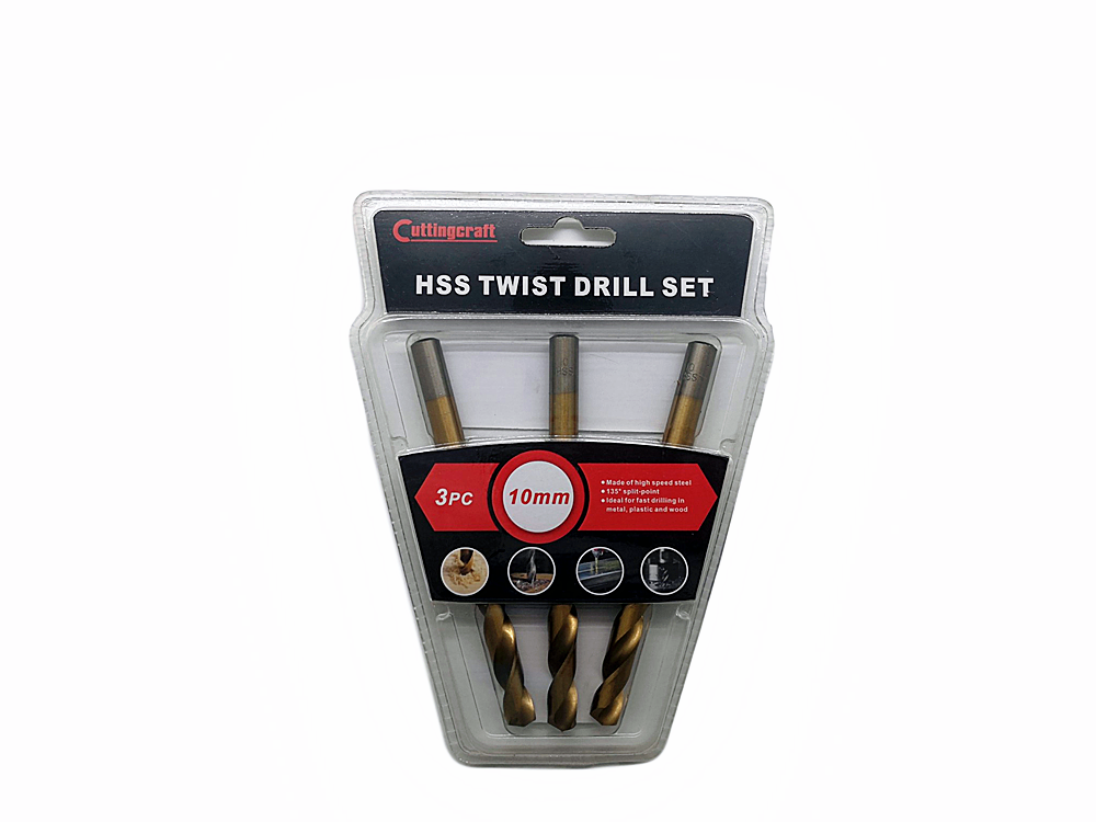 3PC 10mm HSS Twist Drill Set