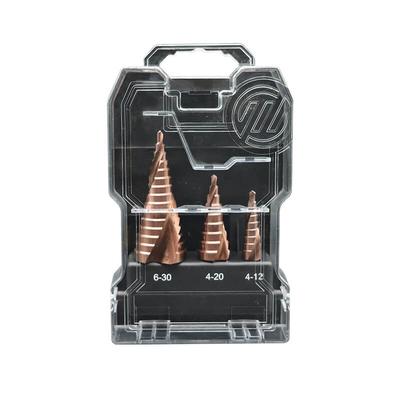 3 pc step drill high speed steel Cobalt coating spiral flute &nbsp;three flated shank