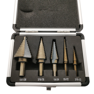 5PC Inch Size Amber and Black Step Drill Set