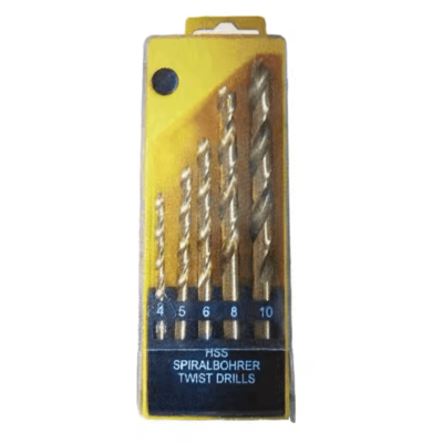 5PCS 4, 5, 6, 8, 10mm HSS Straight Shank Titanium Coated Twist Drill Bit Set for Metal Drilling
