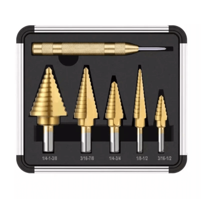 5pcs HSS step drill bit set